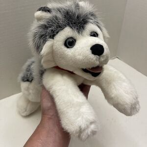 Siberian Husky Plush Puppy Dog Red Collar 15” Stuffed Animal